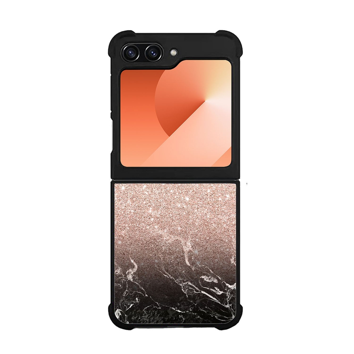 Modern rose gold ombre black marble Case Samsung Galaxy Z Flip 6 5G BC0027