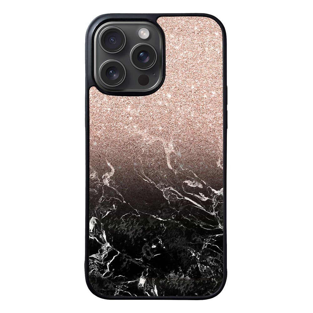 Modern rose gold ombre black marble Case iPhone 15 Pro Max BC0027
