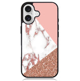Mix Pink Marble and Gold Case iPhone 16 BC0026