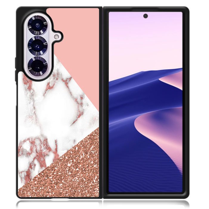 Mix Pink Marble and Gold Samsung Galaxy Z Fold 7 5G Case BC0026