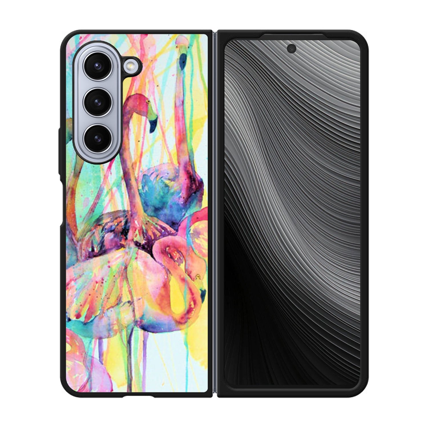 Pink Flamingo Watercolor Case Samsung Galaxy z Fold 5 5G BC0016