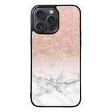 rose gold glitter ombre white marble Case iPhone 15 Pro Max BC0020