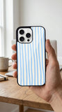 Stripes Blue White Protective Case Compatible with iPhone, Samsung & Google Pixel YW0085