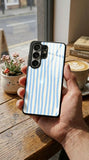 Stripes Blue White Protective Case Compatible with iPhone, Samsung & Google Pixel YW0085