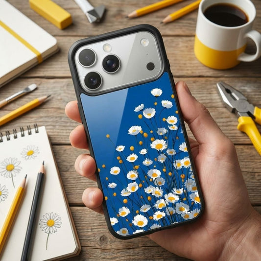 Flower Daisy In Blue Protective Case Compatible with iPhone, Samsung & Google Pixel YW0135