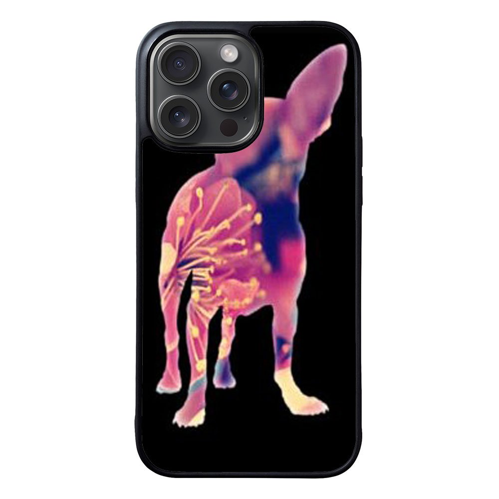 Chihuahua Dog Silhouette Rose Blossom Case iPhone 15 Pro BC1707