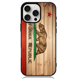 California Republic State Flag Wood Case iPhone 16 Pro Max BC1722