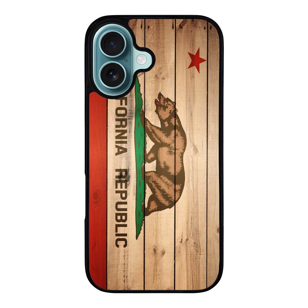 California Republic State Flag Wood Case iPhone 16 Plus BC1722