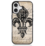 Vintage Brown Fleur de Lis Case iPhone 16 BC1953