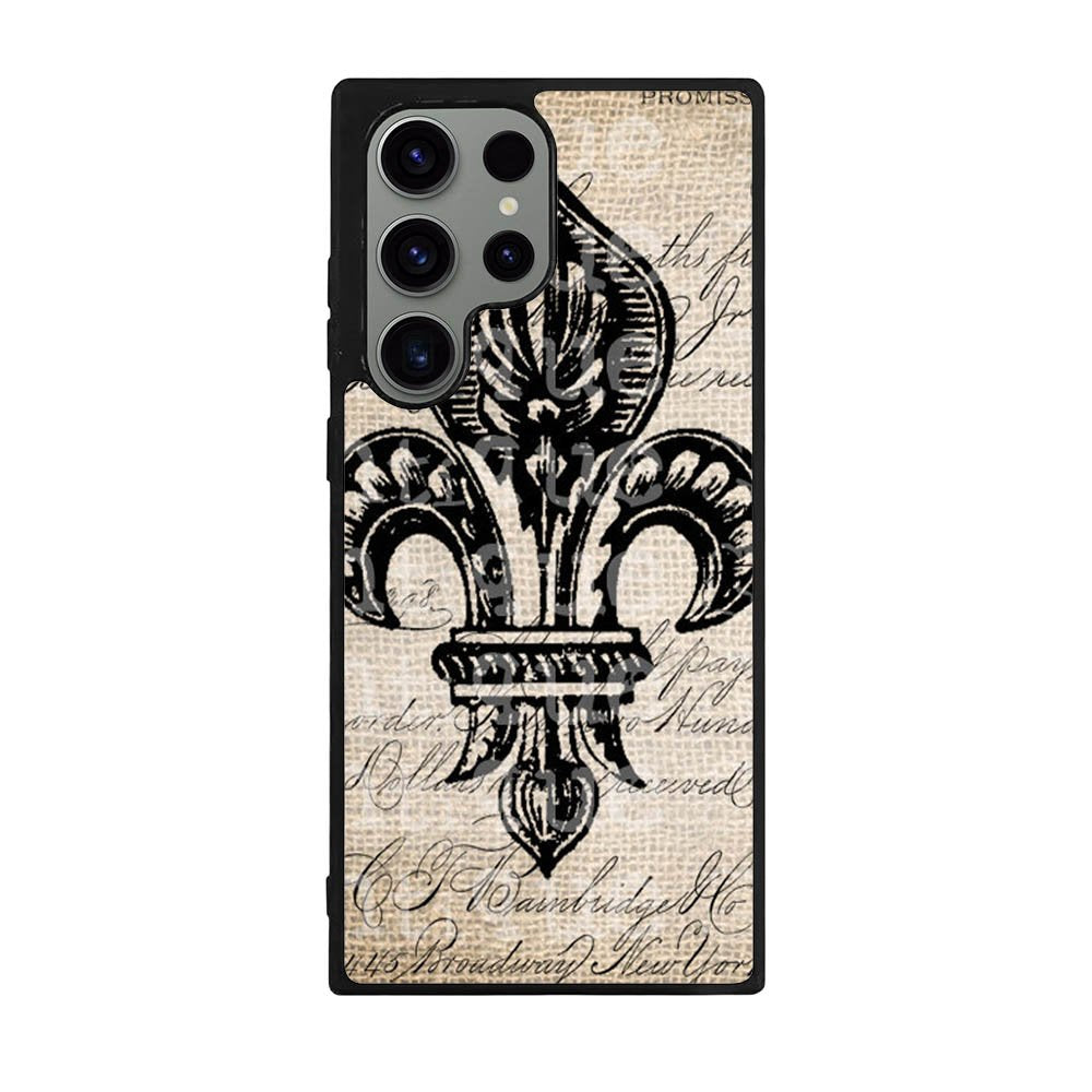 Vintage Brown Fleur de Lis Case Samsung Galaxy S25 Ultra 5G BC1953