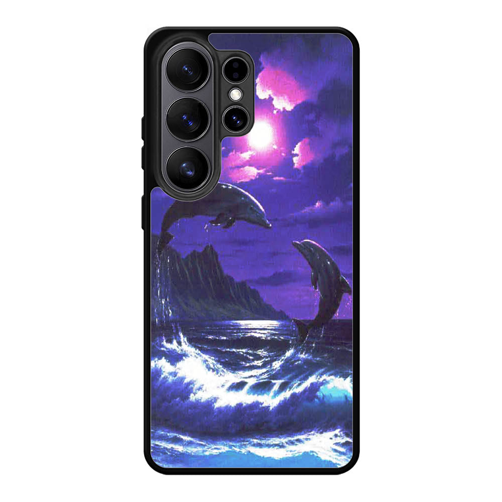 Purple Night Dolphins Beautiful Case Samsung Galaxy S26 Plus Case DC1522