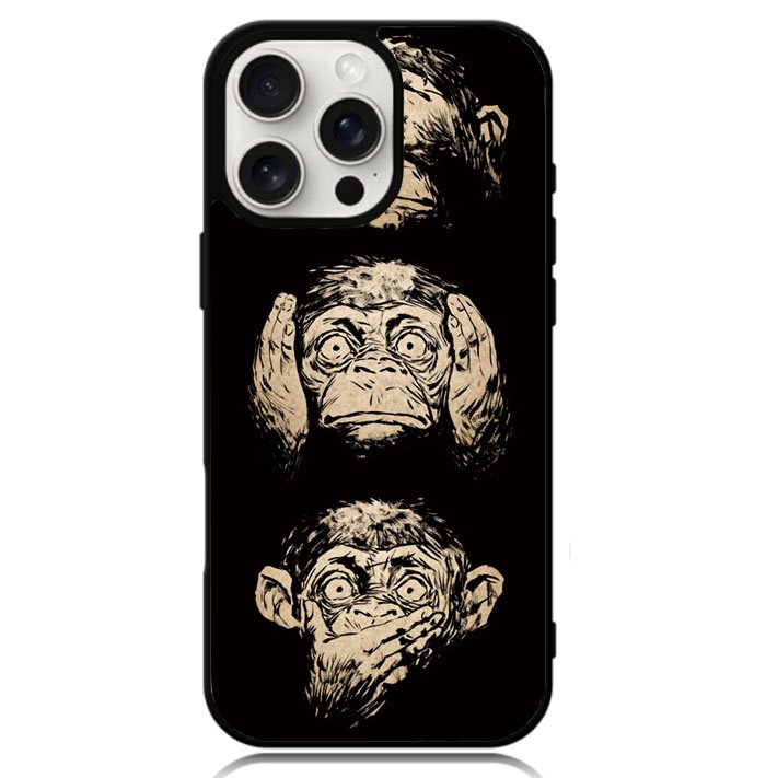 Wisdom Monkeys Thoughtful Quirky Cute Case iPhone 16 Pro BC1849