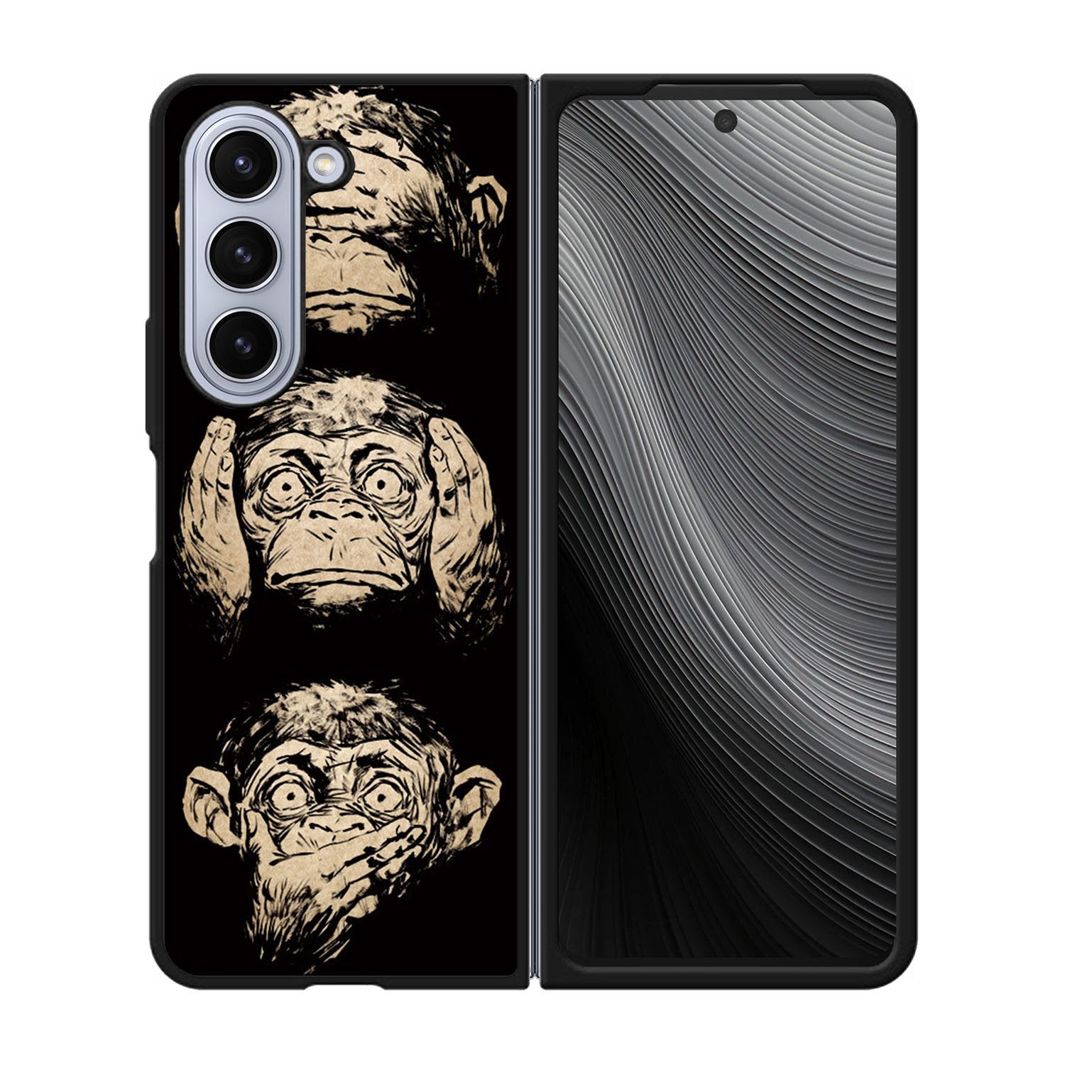 Wisdom Monkeys Thoughtful Quirky Cute Case Samsung Galaxy z Fold 5 5G BC1849