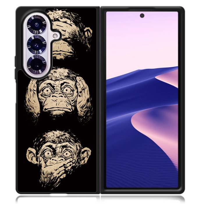 Wisdom Monkeys Thoughtful Quirky Cute Samsung Galaxy Z Fold 7 5G Case BC1849