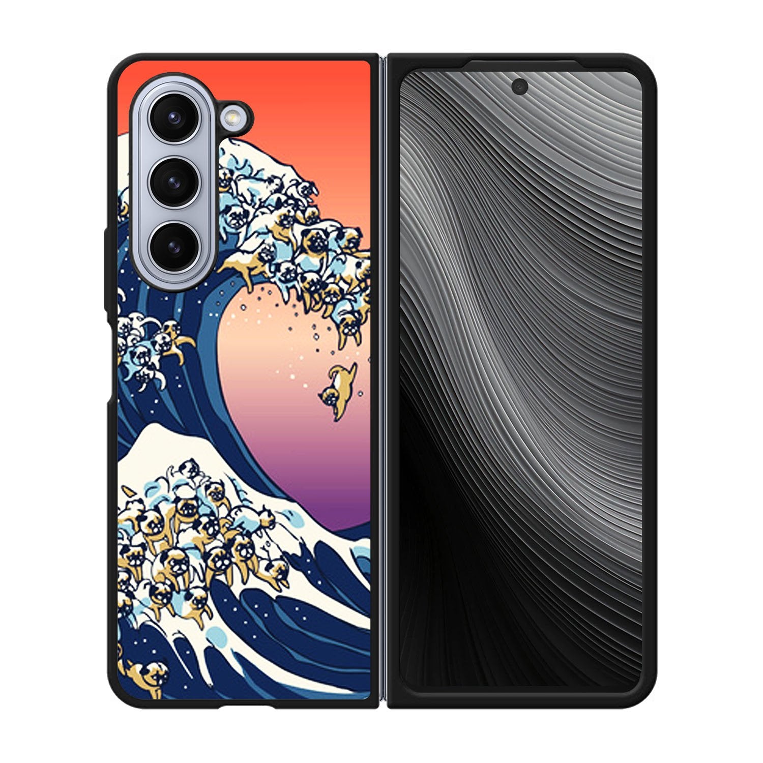The Great Wave of Pug Case Samsung Galaxy z Fold 5 5G BC1851