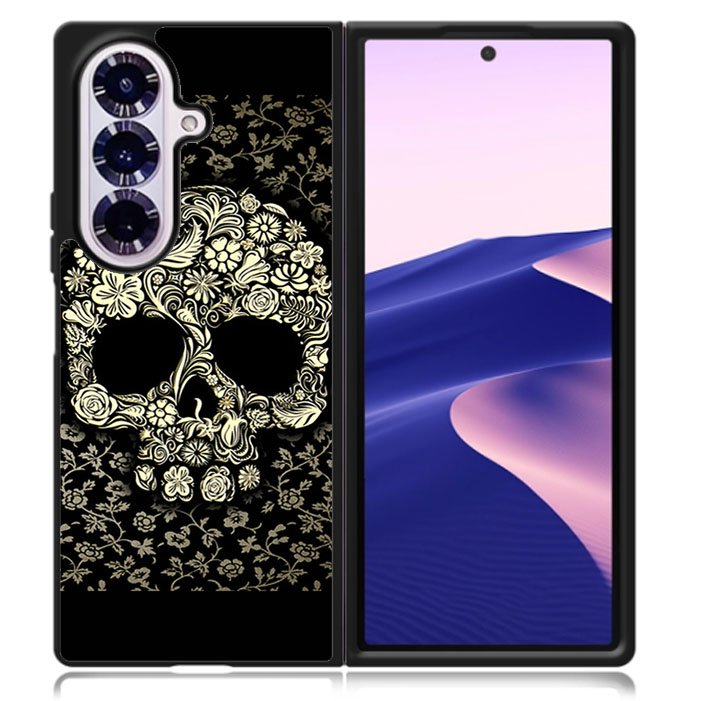 Dead sugar skull flower pattern Samsung Galaxy Z Fold 7 5G Case BC3010