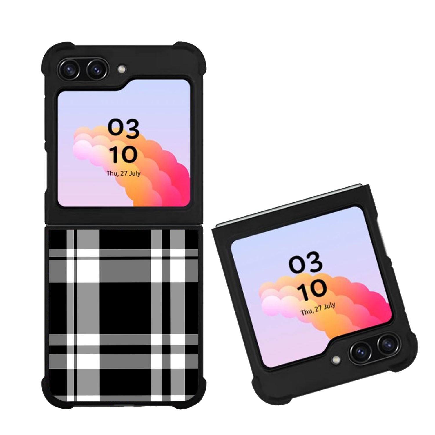 Black Plaid Case Samsung Galaxy Z Flip 5 5G BC3000