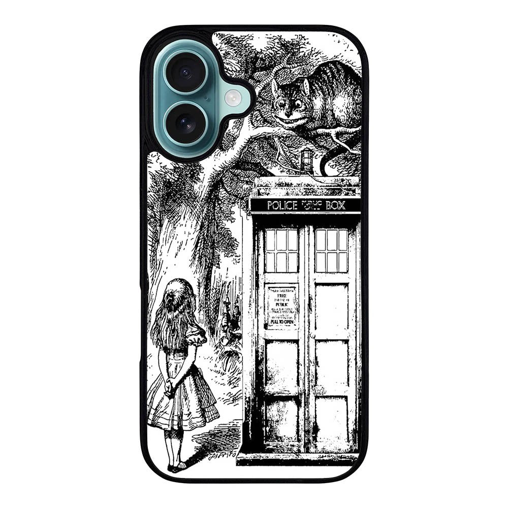 Alice In Wonderland And Cat On Doctor Who Box Case iPhone 16 Plus BC3045