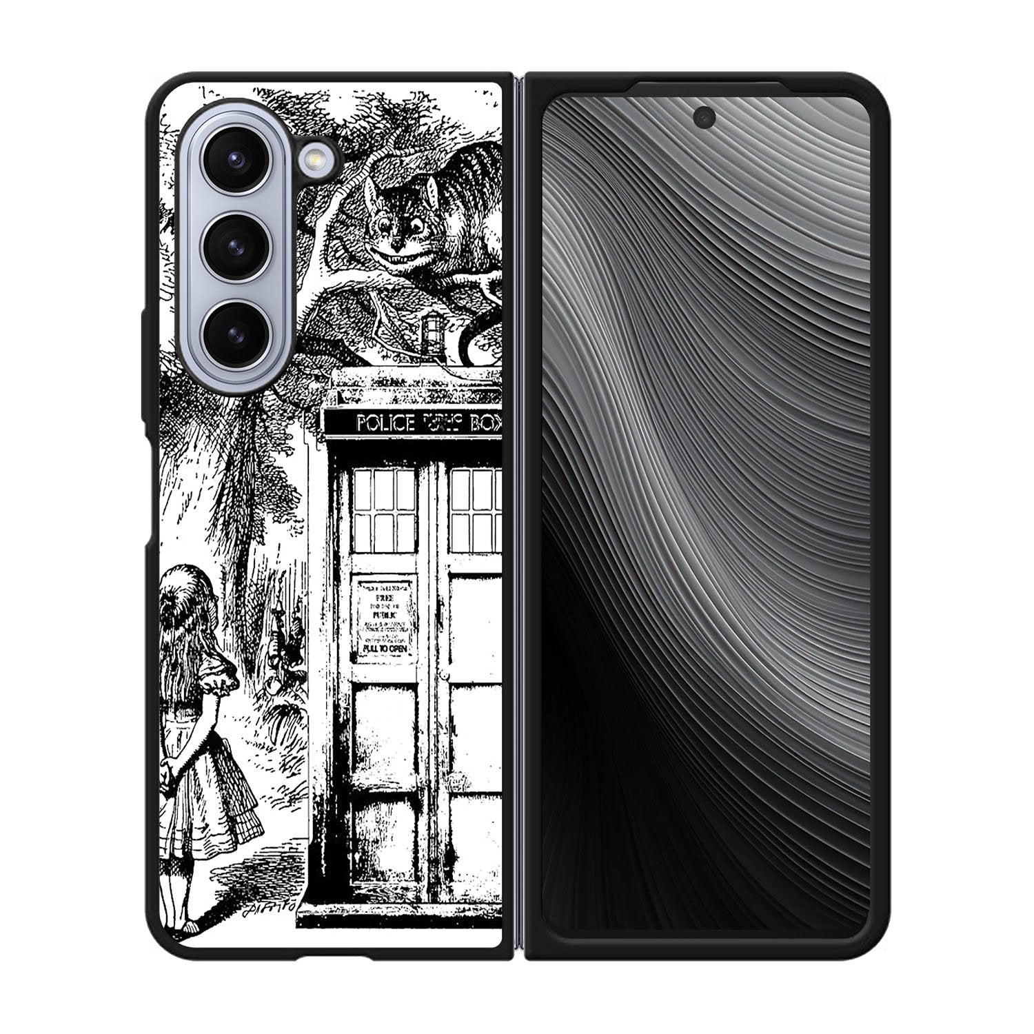 Alice In Wonderland And Cat On Doctor Who Box Case Samsung Galaxy z Fold 5 5G BC3045