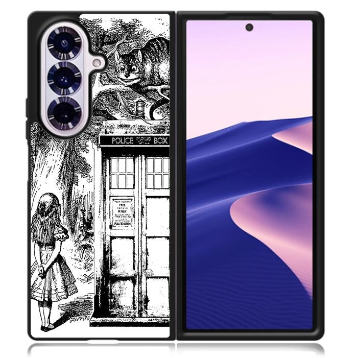 Alice In Wonderland And Cat On Doctor Who Box Samsung Galaxy Z Fold 7 5G Case BC3045