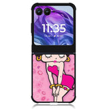 Betty Boop Pink Background flowers Motorola Moto Razr 2024 , Moto Razr 50 Case