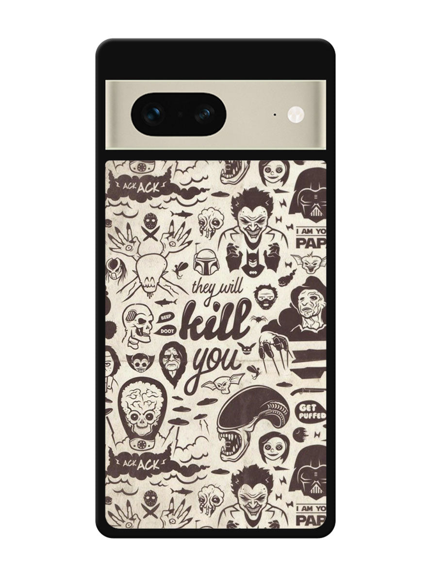 Classic Horror Pattern Google Pixel 7 Case