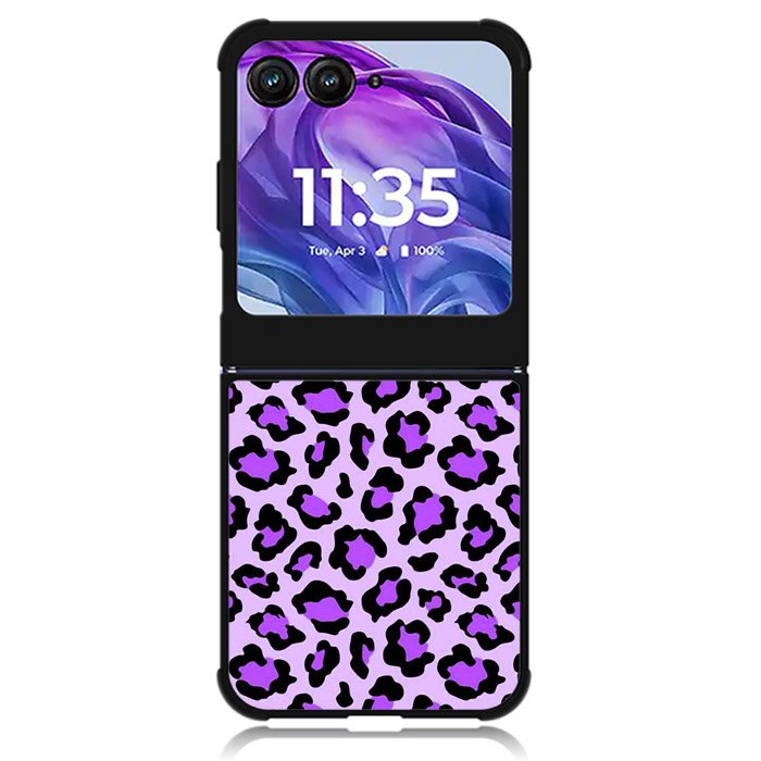 Leopard Purple Pattern Motorola Moto Razr 2024 , Moto Razr 50 Case