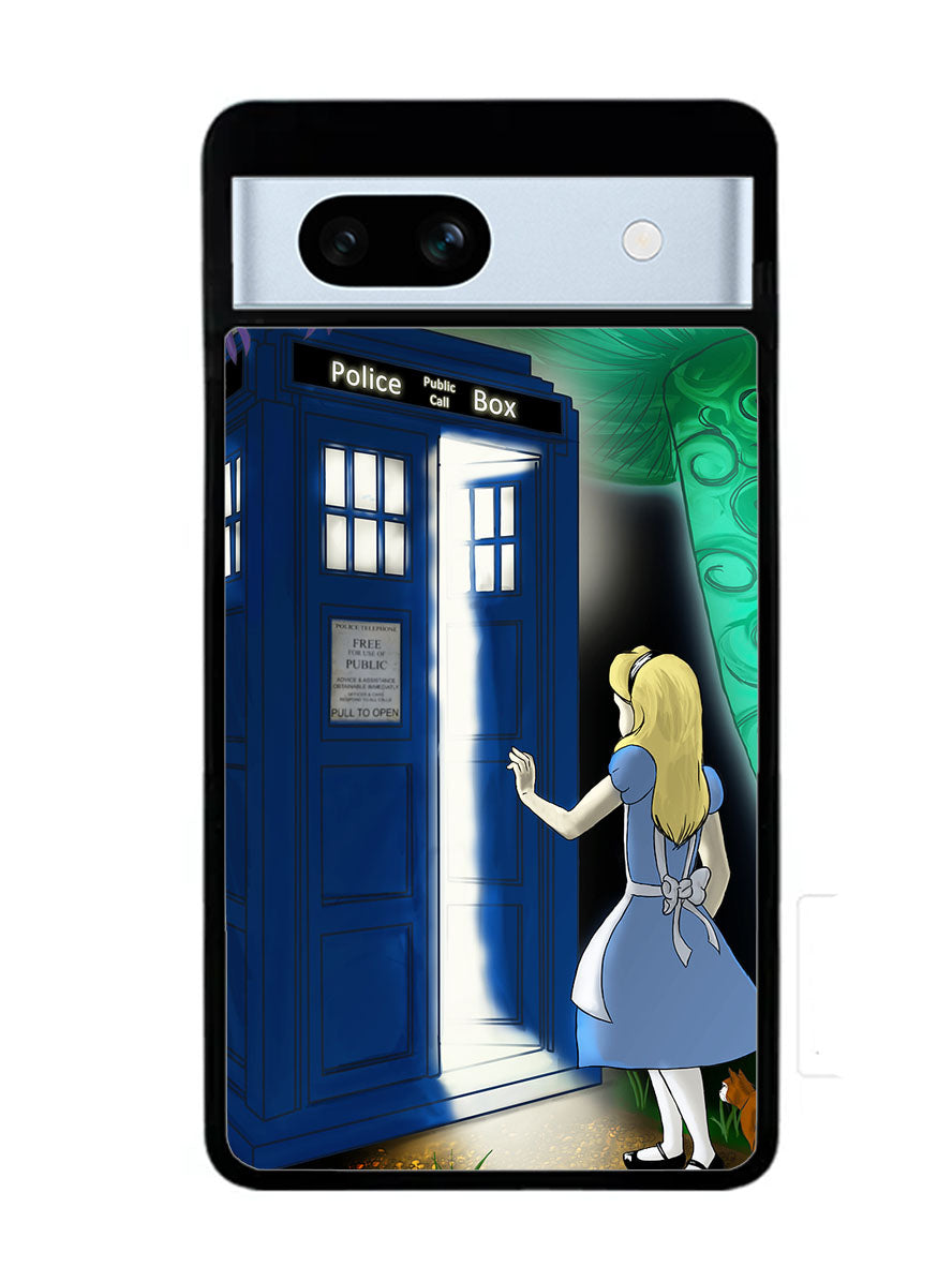 Alice Wonderland On Tardis Google Pixel 7A Case