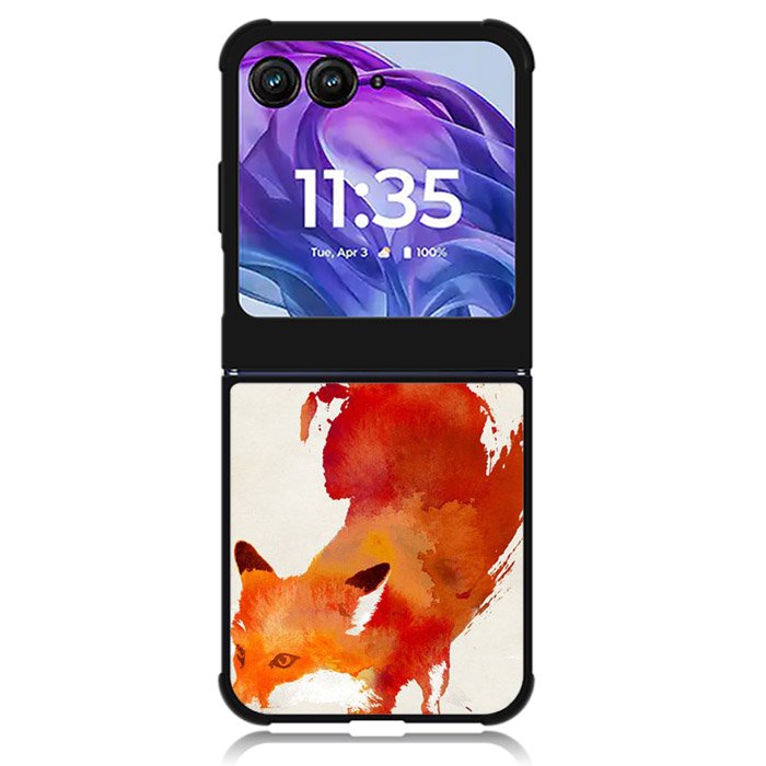 Watercolor art orange red fox animal Motorola Moto Razr 2024 , Moto Razr 50 Case
