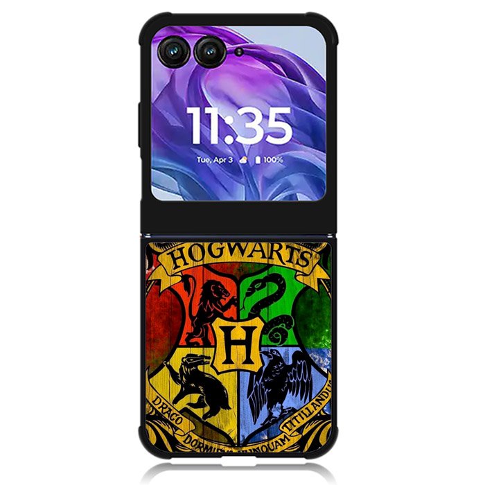Harry Potter Hogwarts Logo wood Motorola Moto Razr 2024 , Moto Razr 50 Case