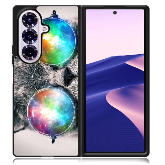 space cat glasses Samsung Galaxy Z Fold 7 5G Case BC1166