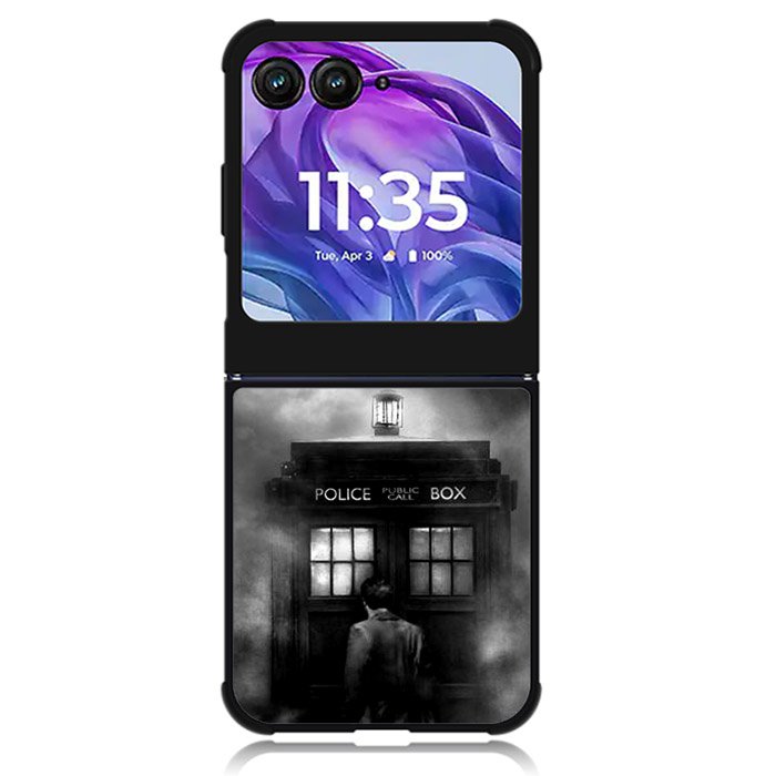Doctor Who Tardis Police Box Black White Motorola Moto Razr 2024 , Moto Razr 50 Case