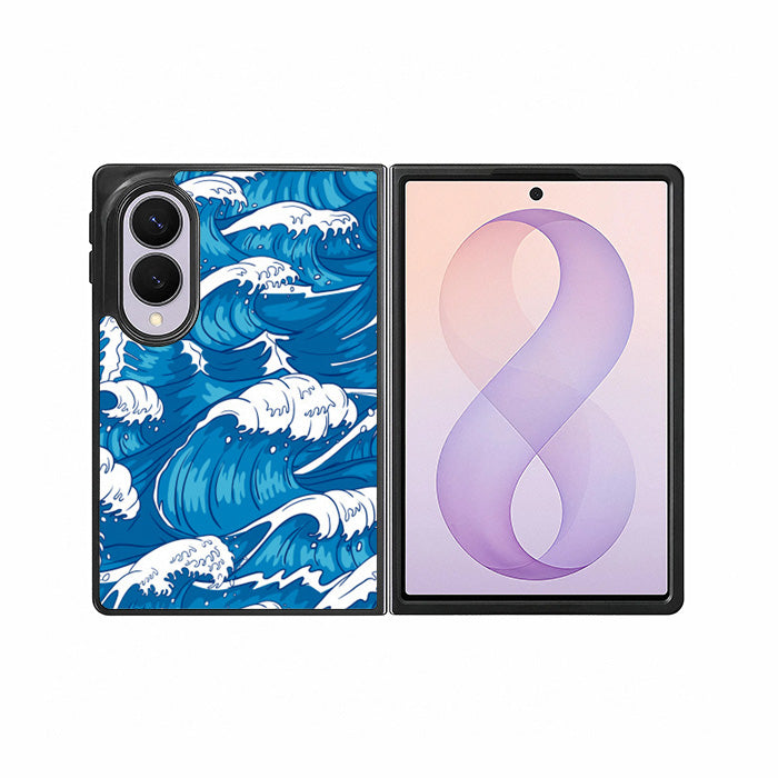 storm waves seamless pattern raging ocean water sea Z8009 Samsung Galaxy Z Fold 8 Case