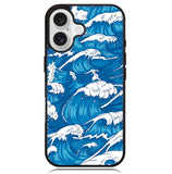storm waves seamless pattern raging ocean water sea Z8009 iPhone 16 Case