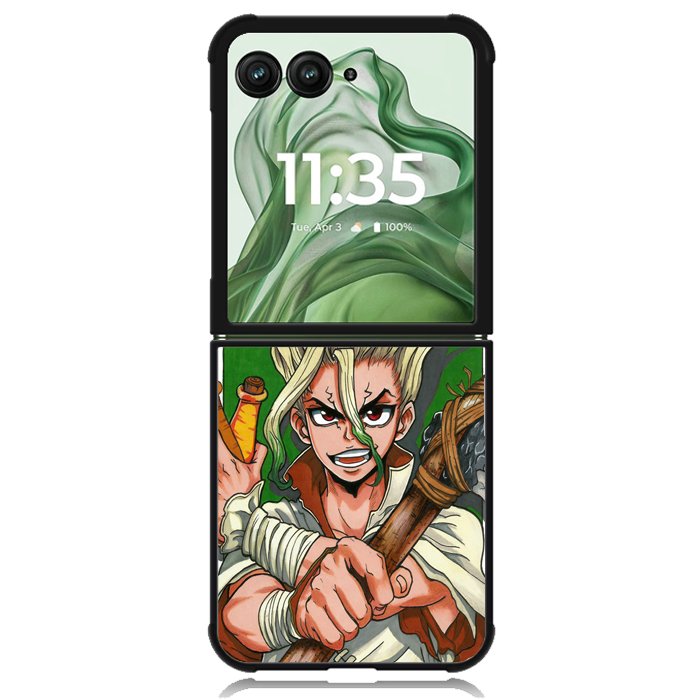 dr stone Z8151 Motorola Moto Razr+ Plus 2024/2025 Case, Motorola Razr 50 Ultra/50s Ultra Case