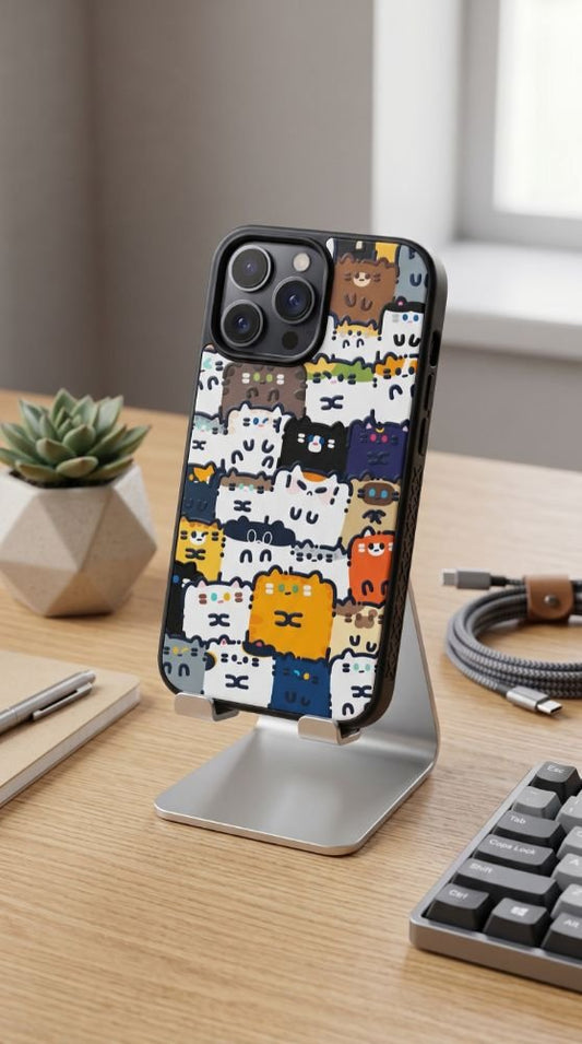 Cute Chunky Cats Protective Case Compatible with iPhone, Samsung & Google Pixel FW0232