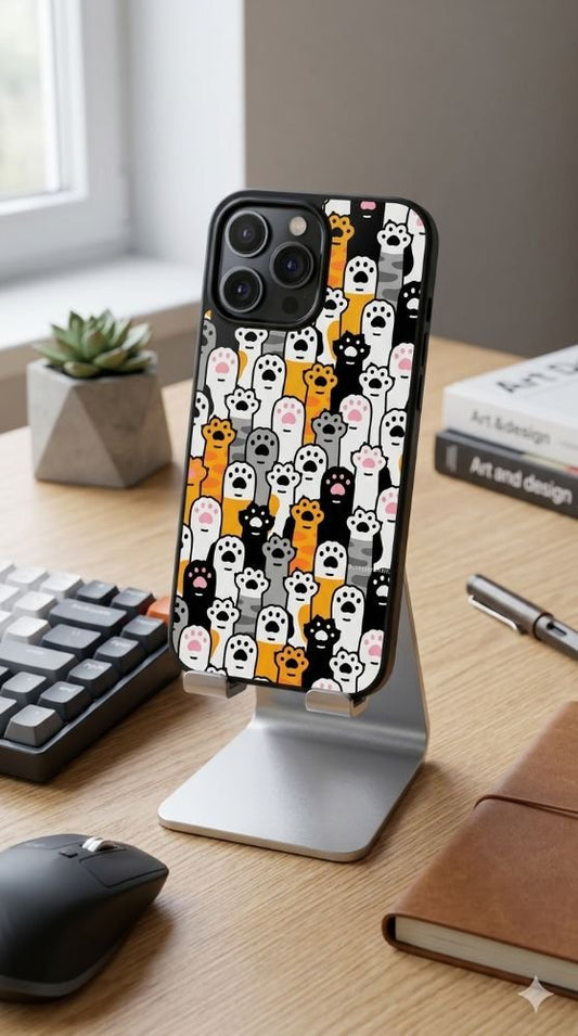 Cute Cat Paw Pattern Protective Case Compatible with iPhone, Samsung & Google Pixel FW0233