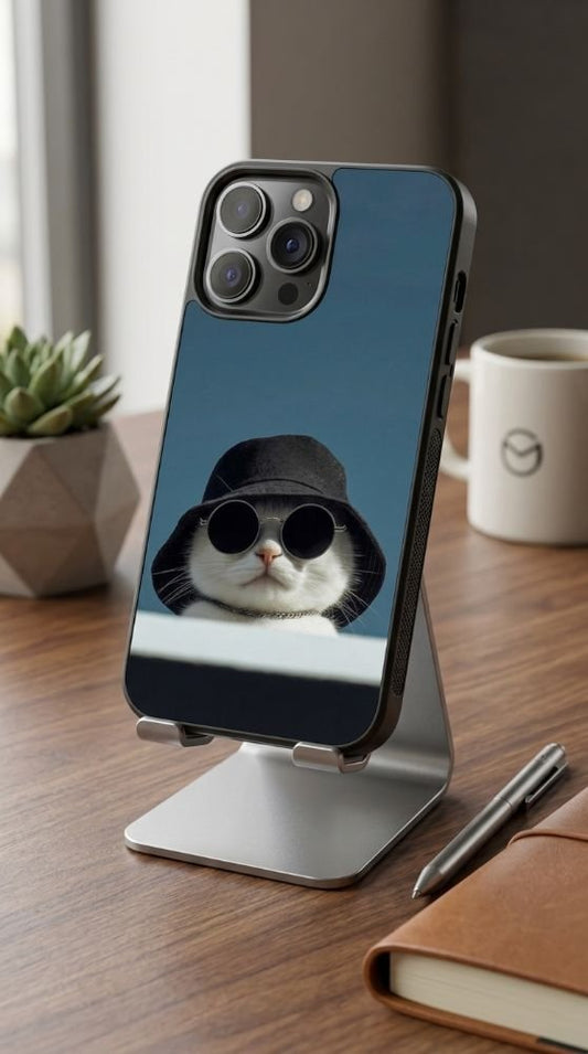 Cool Boss Cat With Glasses Protective Case Compatible with iPhone, Samsung & Google Pixel FW0235