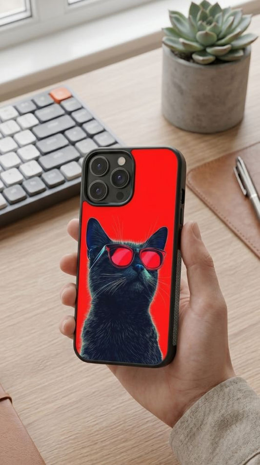 Cool Cat With Sunglasses Protective Case Compatible with iPhone, Samsung & Google Pixel FW0239