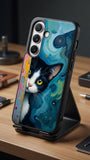 Starry Night Peeking Cat Protective Case Compatible with iPhone, Samsung & Google Pixel FW0242