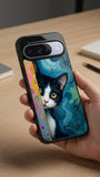 Starry Night Peeking Cat Protective Case Compatible with iPhone, Samsung & Google Pixel FW0242