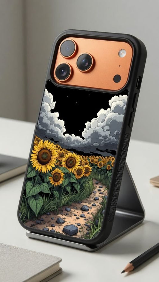 Moonlit Sunflower Field Protective Case Compatible with iPhone, Samsung & Google Pixel FW0246