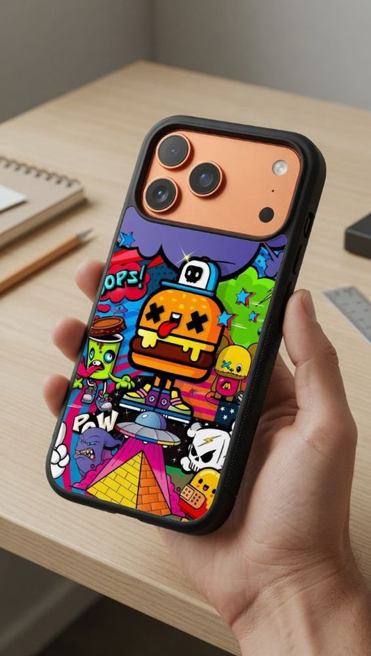 Funky Burger Blast Protective Case Compatible with iPhone, Samsung & Google Pixel FW0249