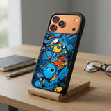 Blue Doodles Art Protective Case Compatible with iPhone, Samsung & Google Pixel FW0261