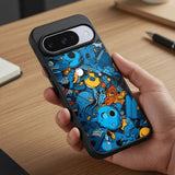 Blue Doodles Art Protective Case Compatible with iPhone, Samsung & Google Pixel FW0261