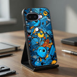 Blue Doodles Art Protective Case Compatible with iPhone, Samsung & Google Pixel FW0261