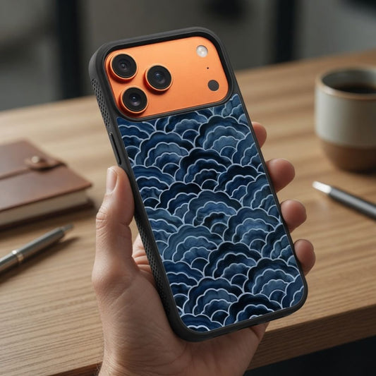 Electric Blue Swirls Protective Case Compatible with iPhone, Samsung & Google Pixel FW0267