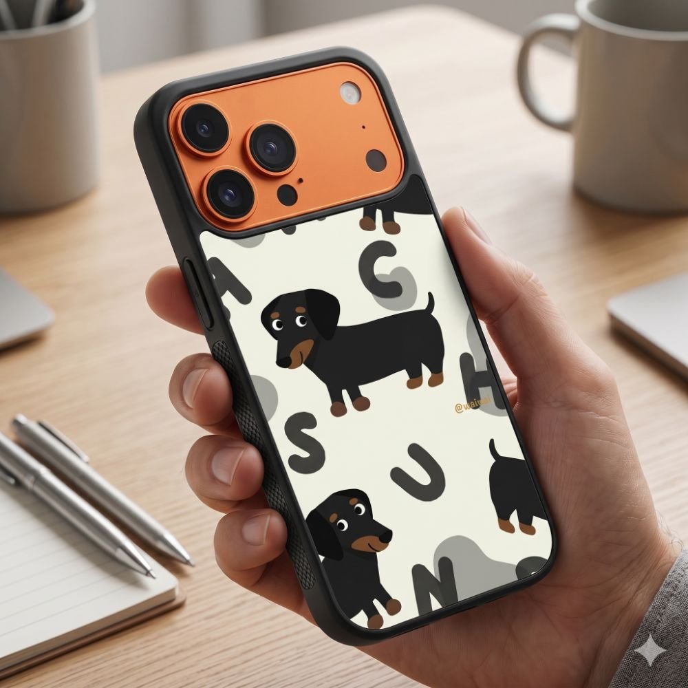 Playful Dachshund Pattern Protective Case Compatible with iPhone, Samsung & Google Pixel FW0276