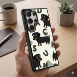 Playful Dachshund Pattern Protective Case Compatible with iPhone, Samsung & Google Pixel FW0276