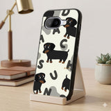 Playful Dachshund Pattern Protective Case Compatible with iPhone, Samsung & Google Pixel FW0276